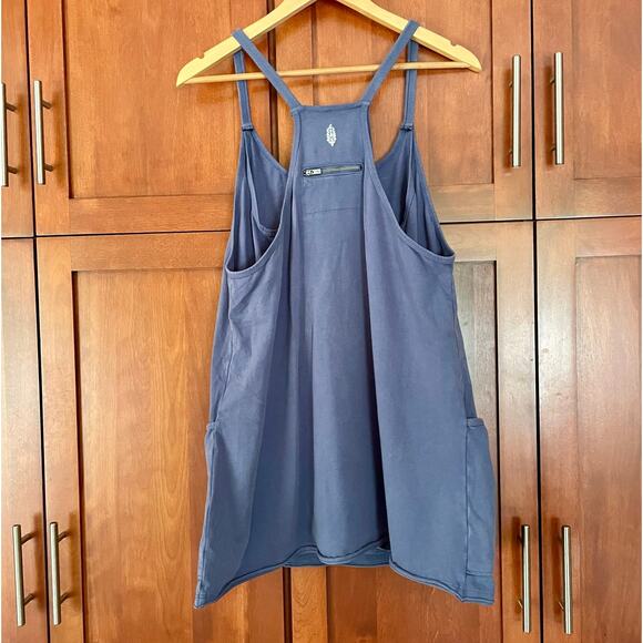 Free People Movement Hot Shot Mini Dress Built In Shorts Blue Indigo Size Medium - Picture 6 of 12